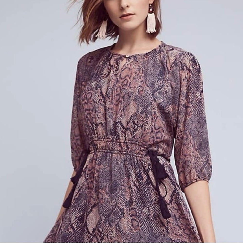 Anthropologie Floreat Zharah snakeskin tassel tie 2 piece boho dress - Picture 2 of 11